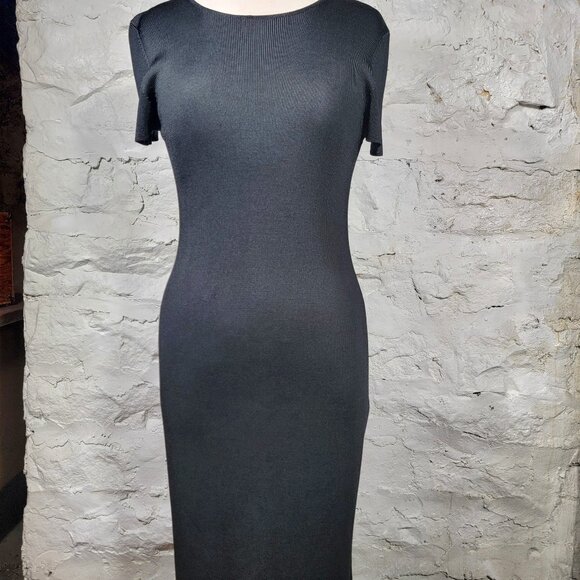 Vintage J. Crew bodycon dress black size medium classic style silky thick - Picture 5 of 16